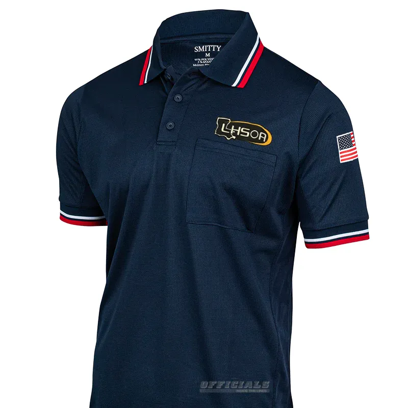 LHSOA Navy Dye Sublimated Softball Umpire Shirts Hooded Neckline