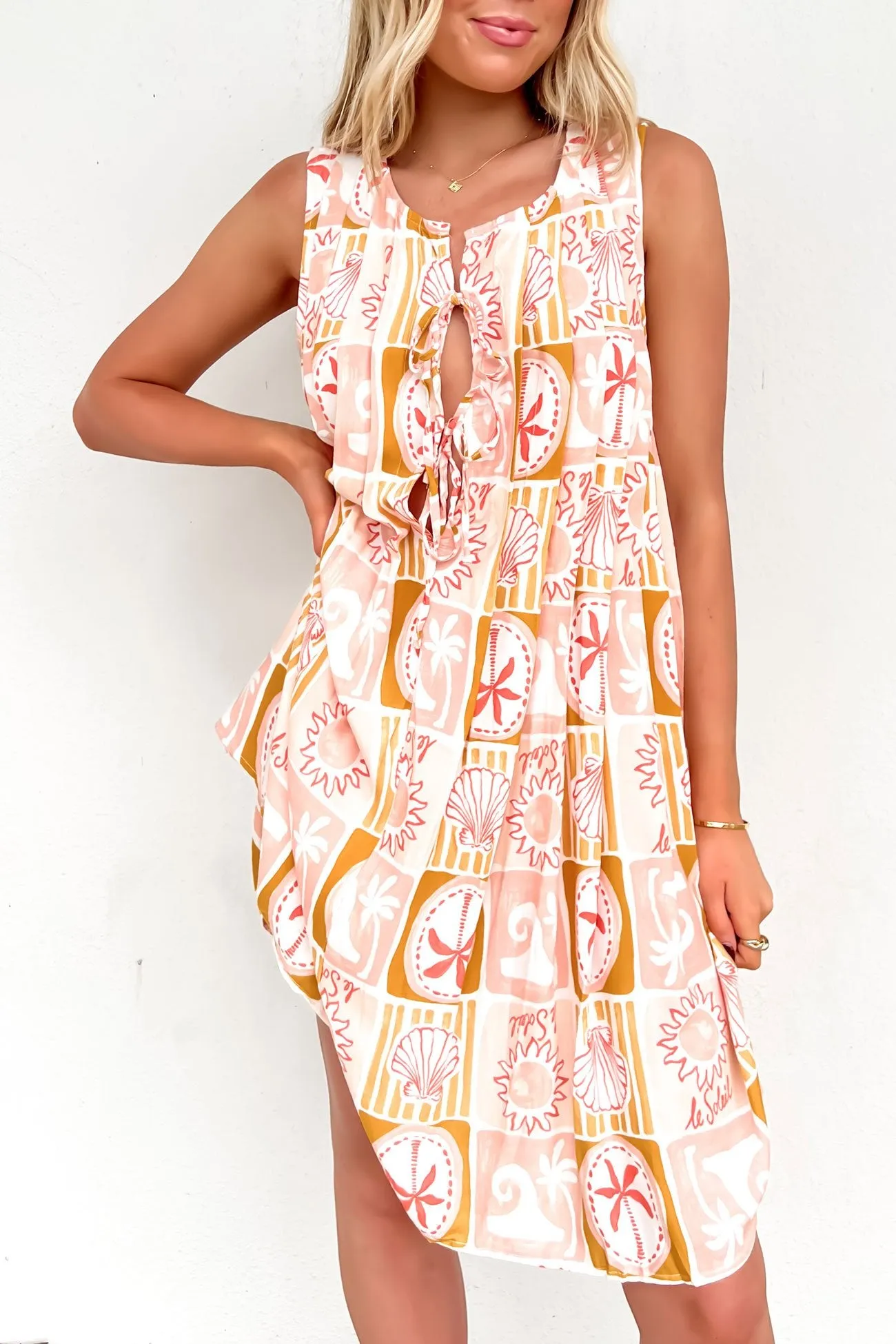 Elegant Simplicity Kallista Mini Dress Sunset Palm