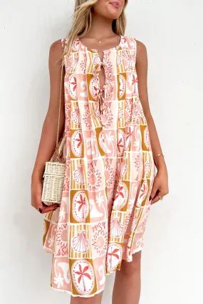 Kallista Mini Dress Sunset Palm Gentle Texture Feminine fit-and-flare silhouette