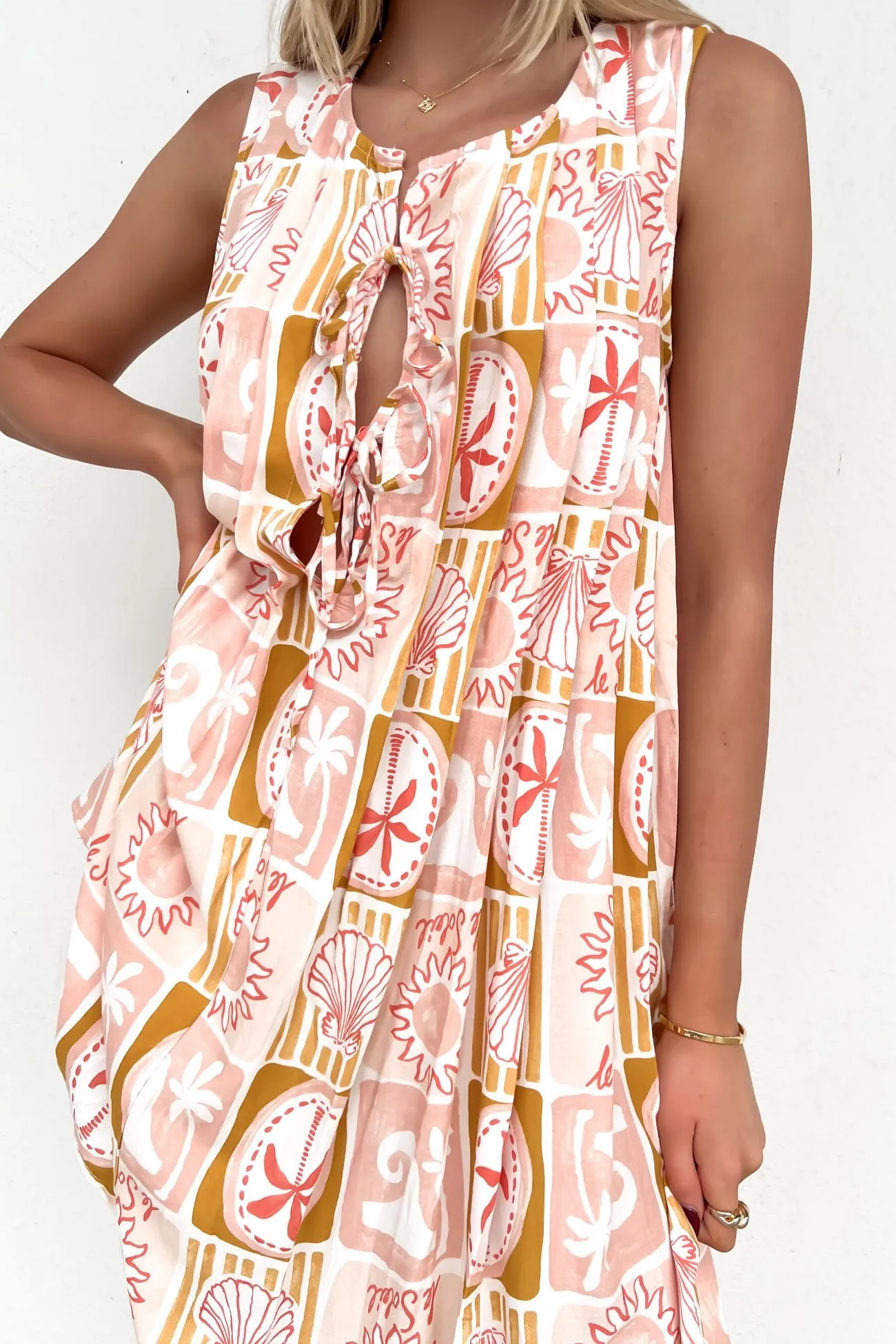 Kallista Mini Dress Sunset Palm Office Casual