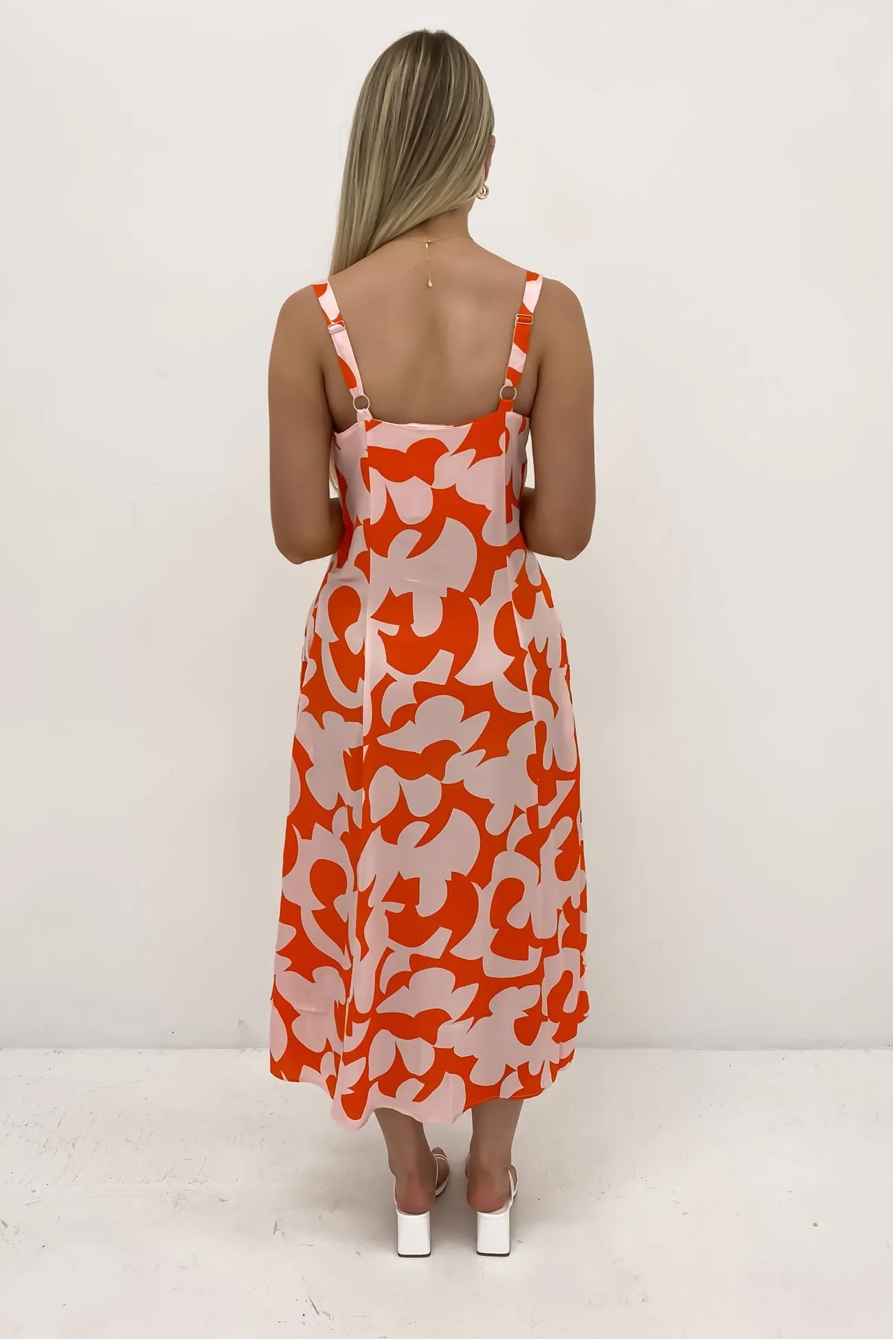 Calypso Dress Calypso Print Orange Neutral Aesthetic Flowing Lines