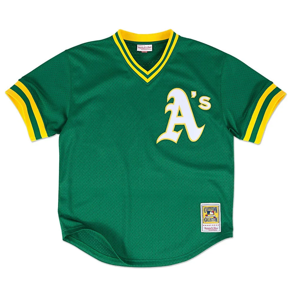 High Density Knit Fabric Laser Cut Edge Finishing Rickey Henderson Oakland Athletics 1991 Throwback Batting Practice Jersey