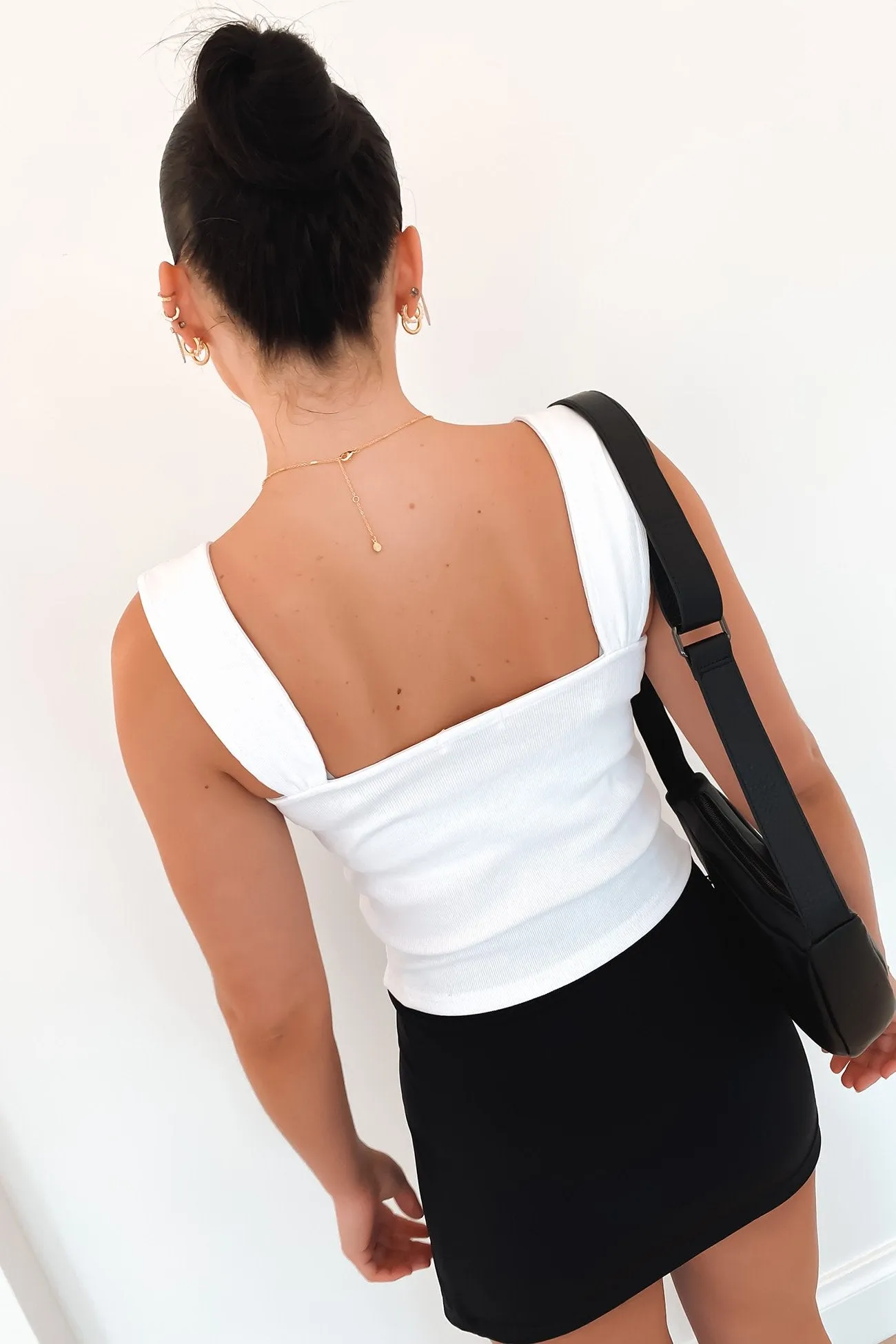 Storm Rib Ruched Tank White Abrasion Resistant Fabric Flexible Shoulder Design