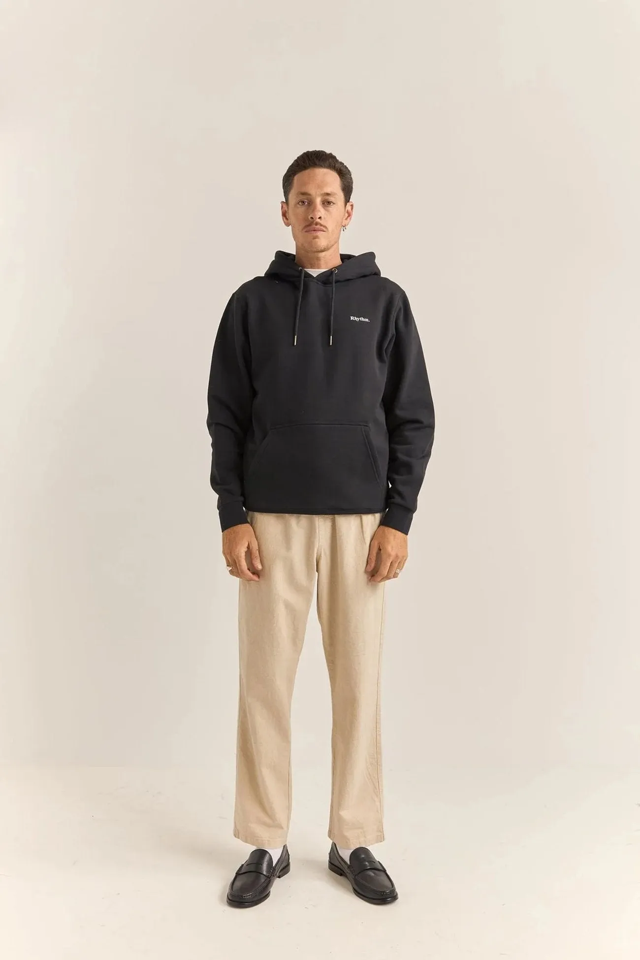 Brand Fleece Hood Black Taped Seam Construction