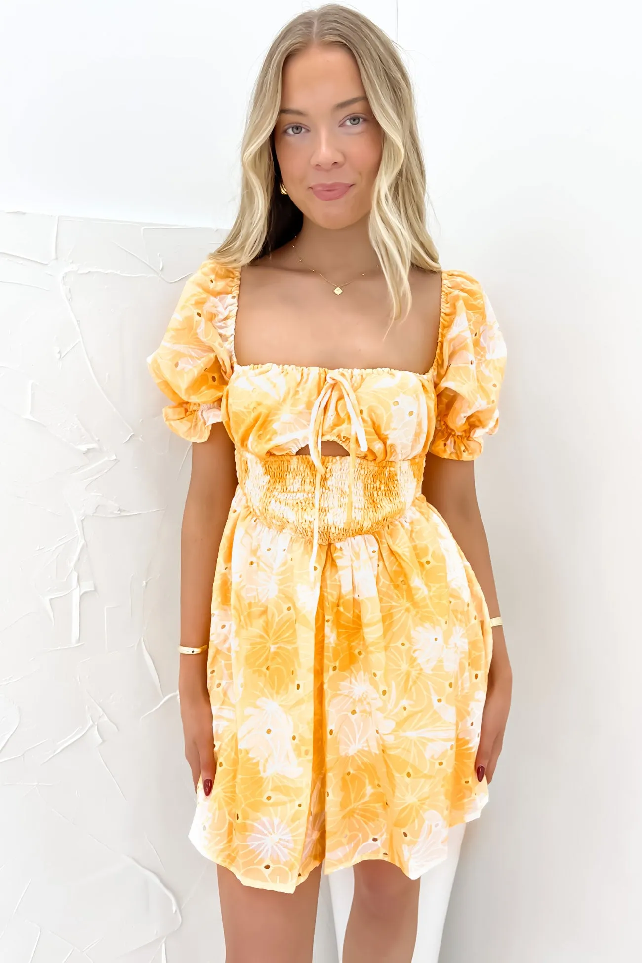 Brandon Mini Dress Yellow Snag-Resistant Polite Vibe