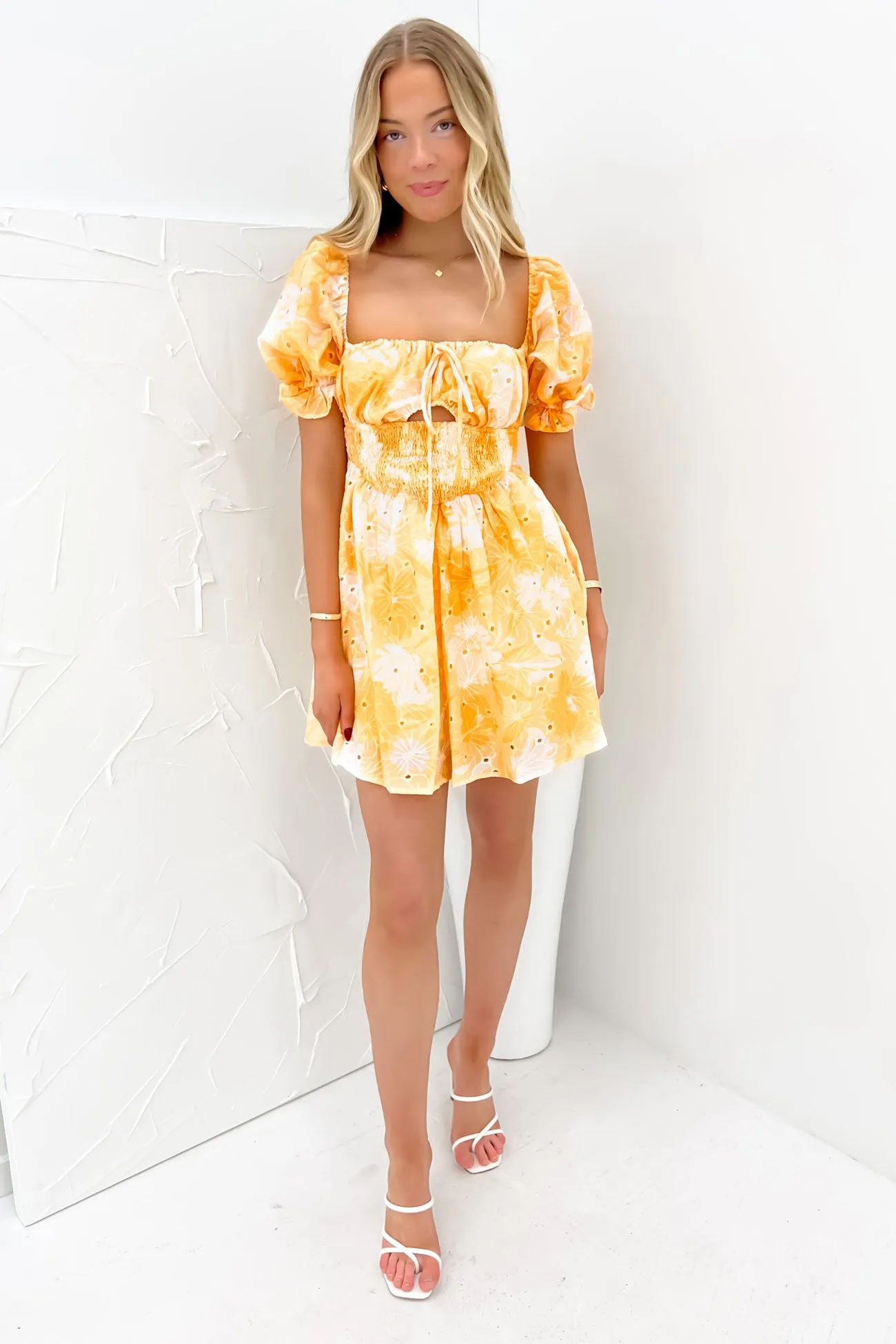 Contrast-Piping Brandon Mini Dress Yellow