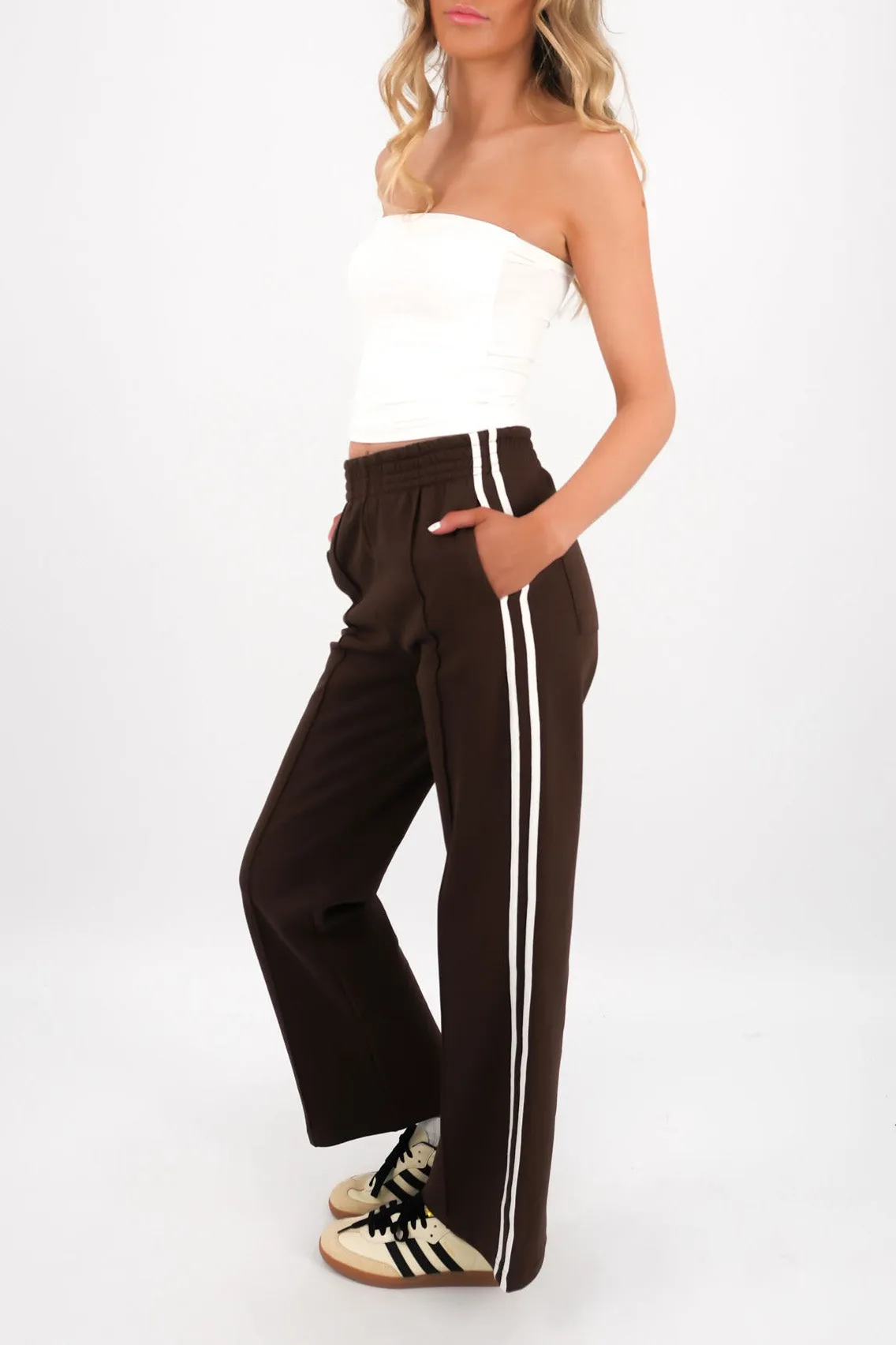 Elastic waist Casual Design Aisley Pant Chocolate