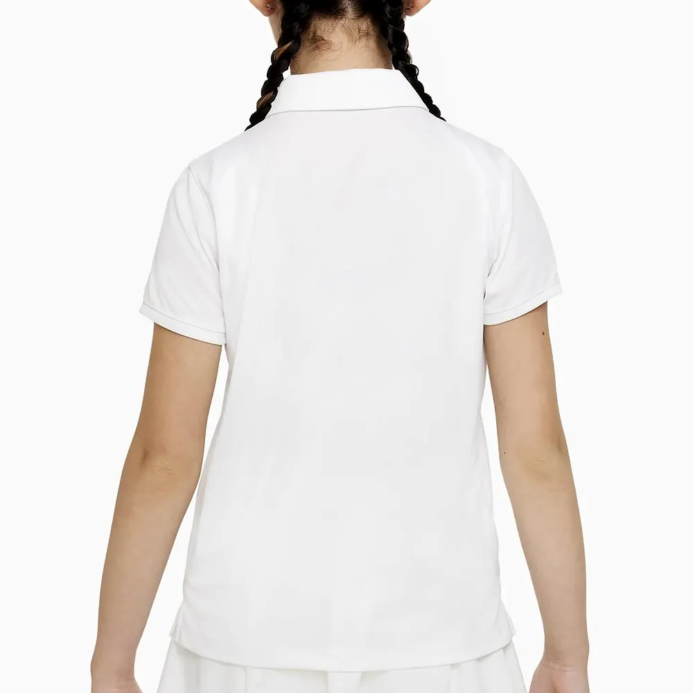 Shiny Finish Nike Girls Victory Polo - White