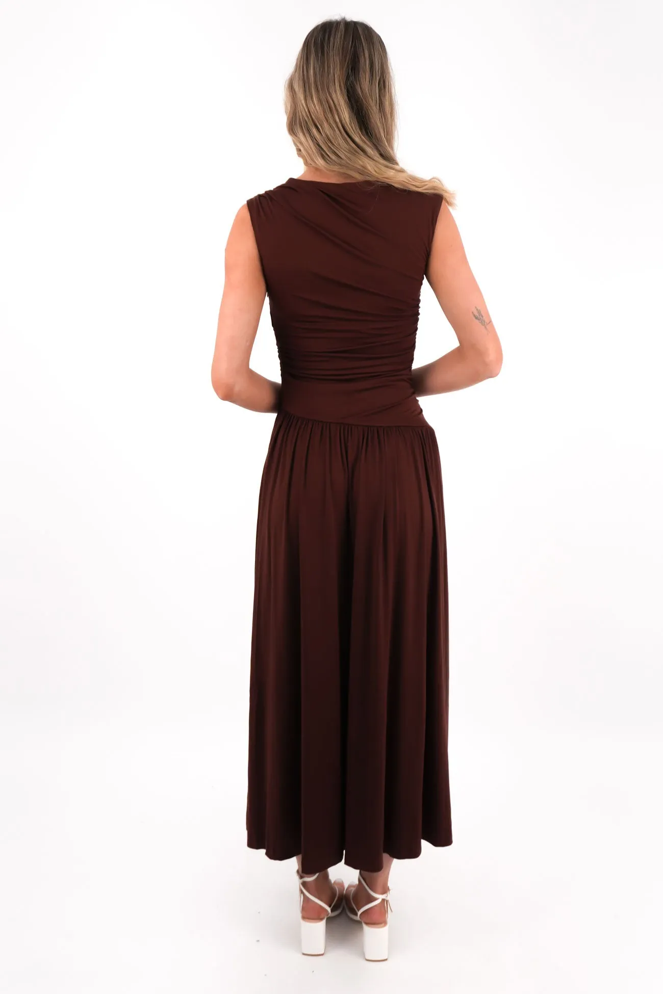Theora Maxi Dress Chocolate Blush Shade