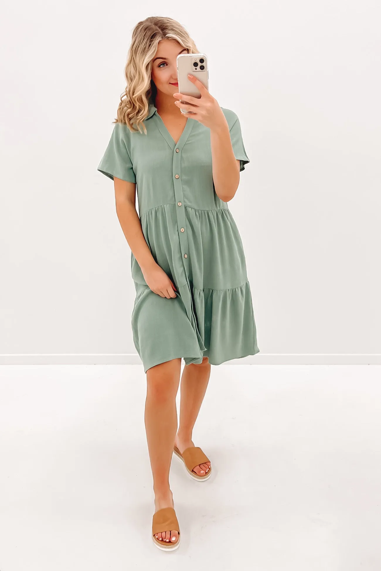 Sheer Look Little Paradise Mini Dress Sage
