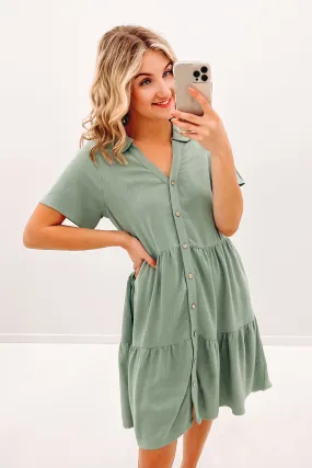 Little Paradise Mini Dress Sage Satin-Edge