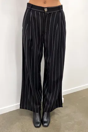 Thea Pant Black Pinstripe Work Ready Non Binding Waist