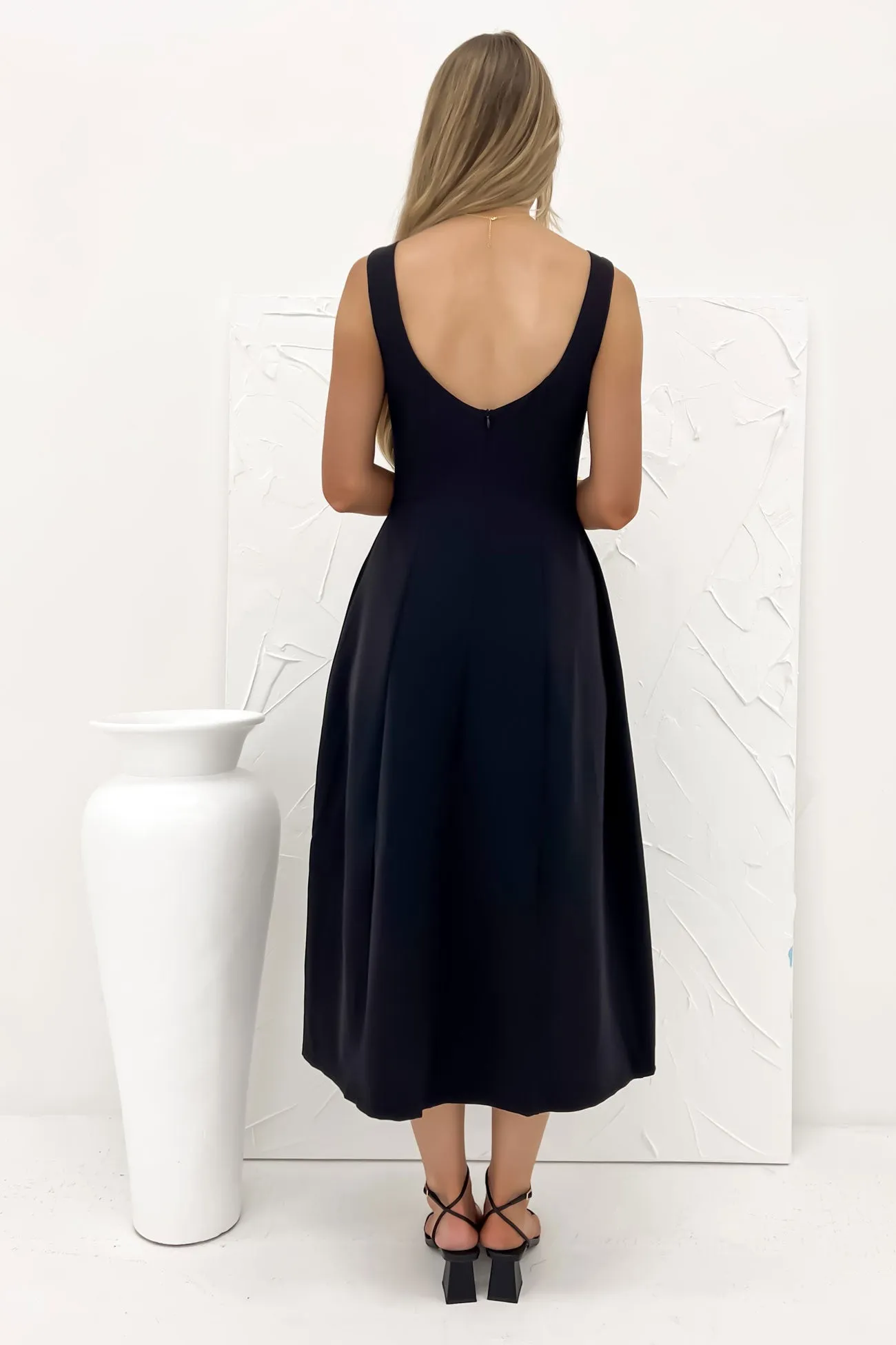 Briony Midi Dress Black Premium Quality Quick-Dry