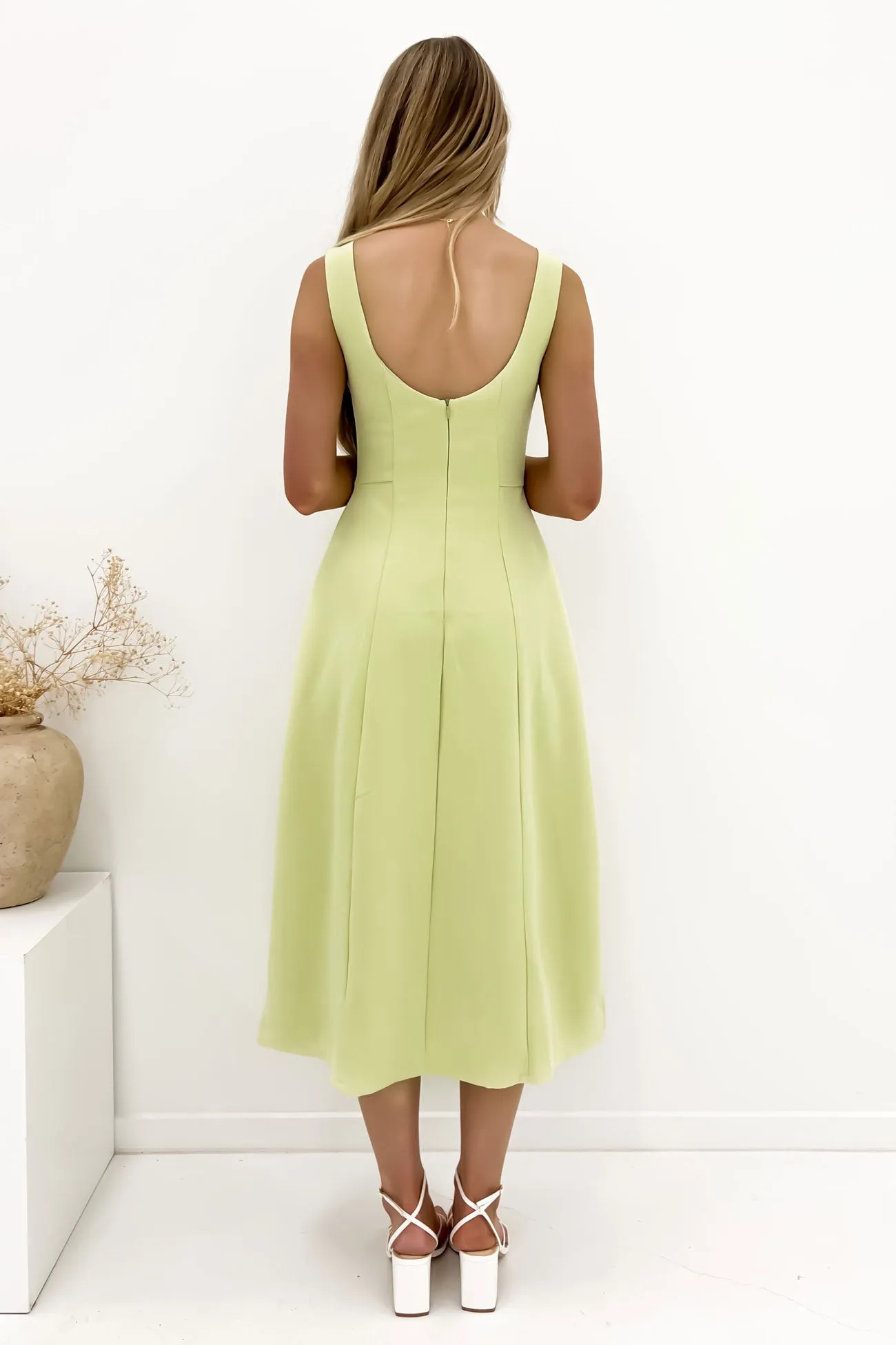 Effortless Look Briony Midi Dress Lime