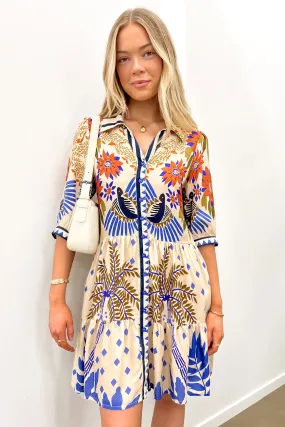 Brooklyn Mini Dress Tropical Sagrada Sheer-Overlay