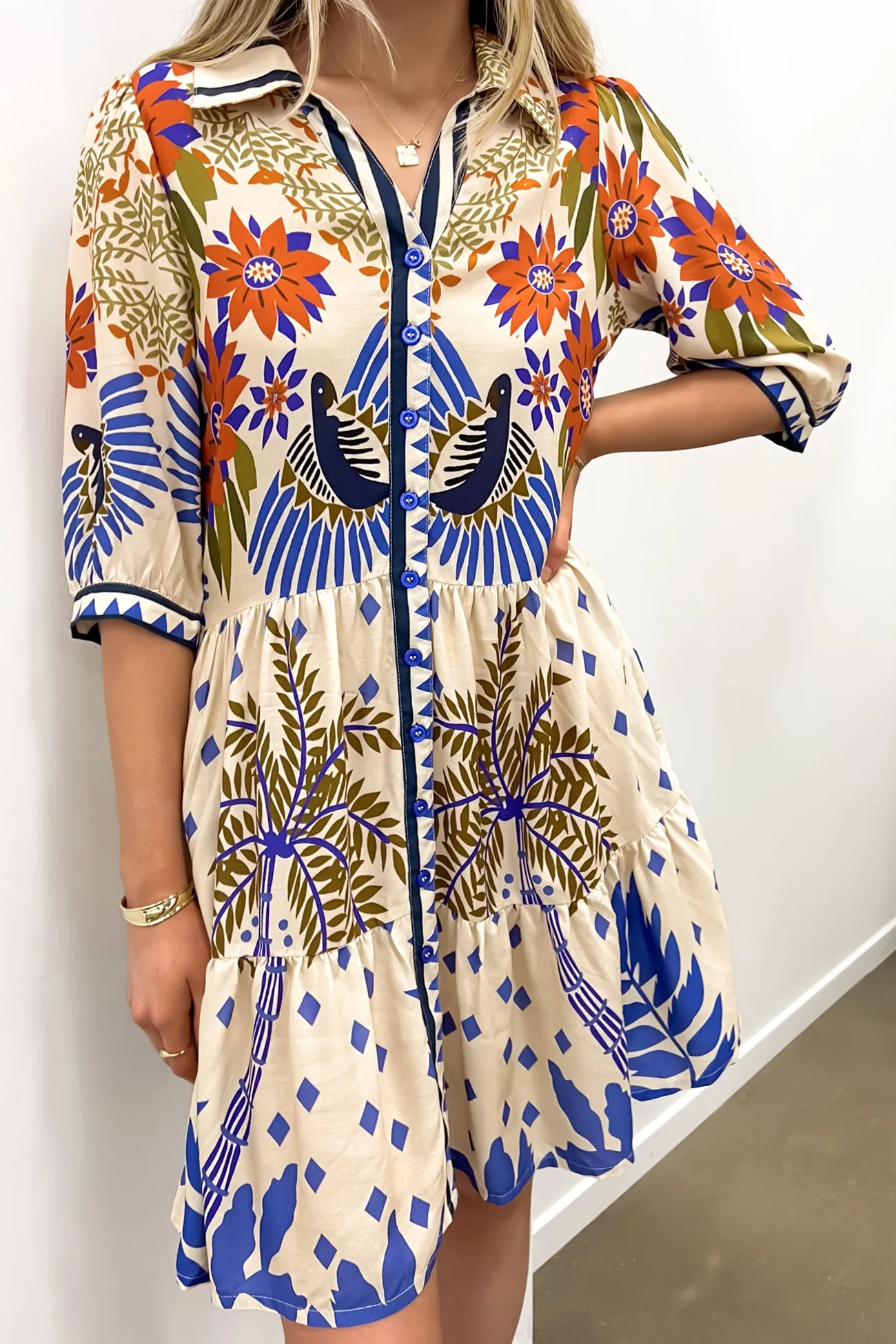 Brooklyn Mini Dress Tropical Sagrada Casual chic dress Textured Surface