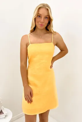 Dante Mini Dress Lemon Feminine fit-and-flare silhouette