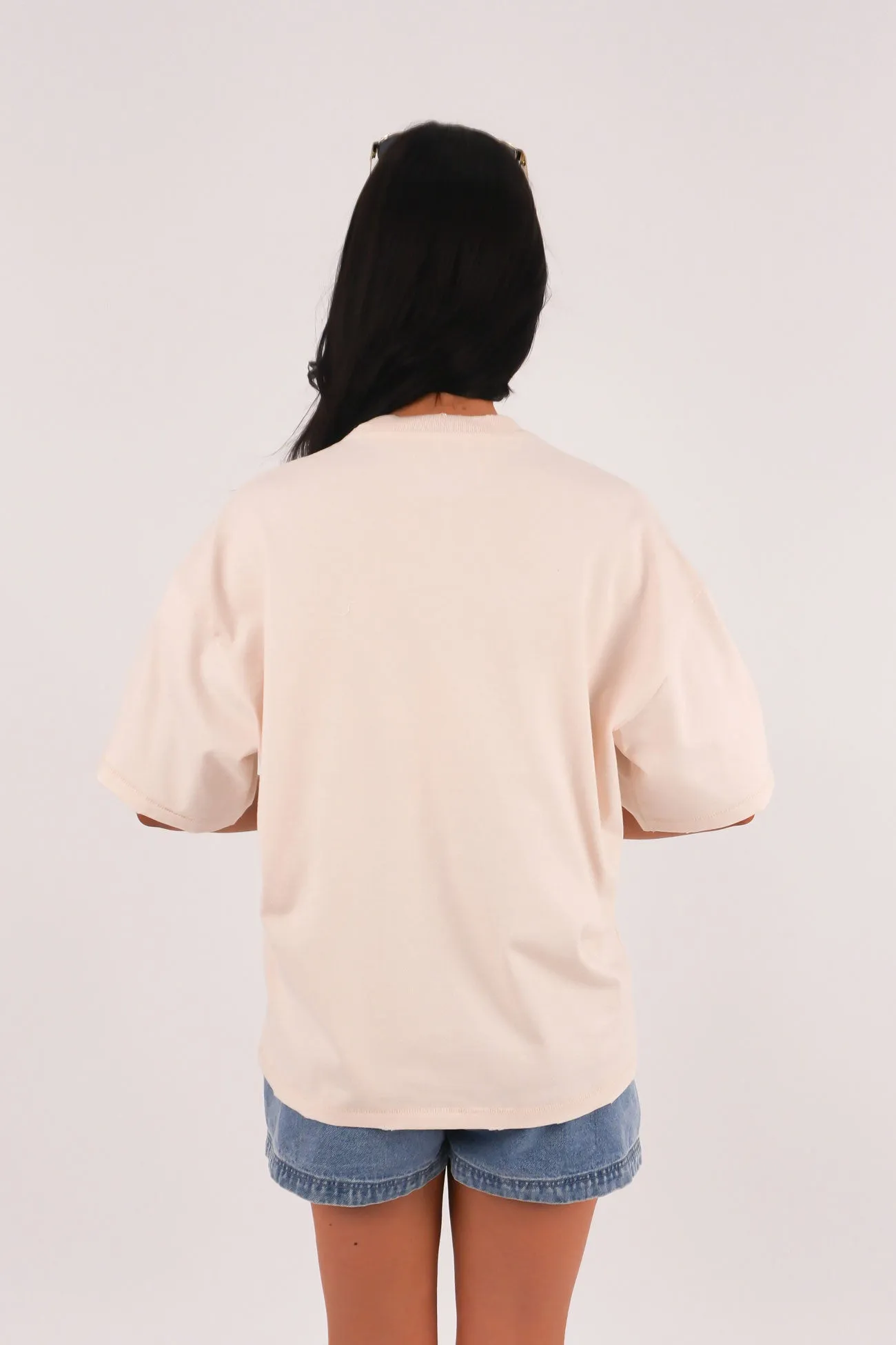 Casual Touch Soft Cotton Feel Bucking Boxed Tee Ecru