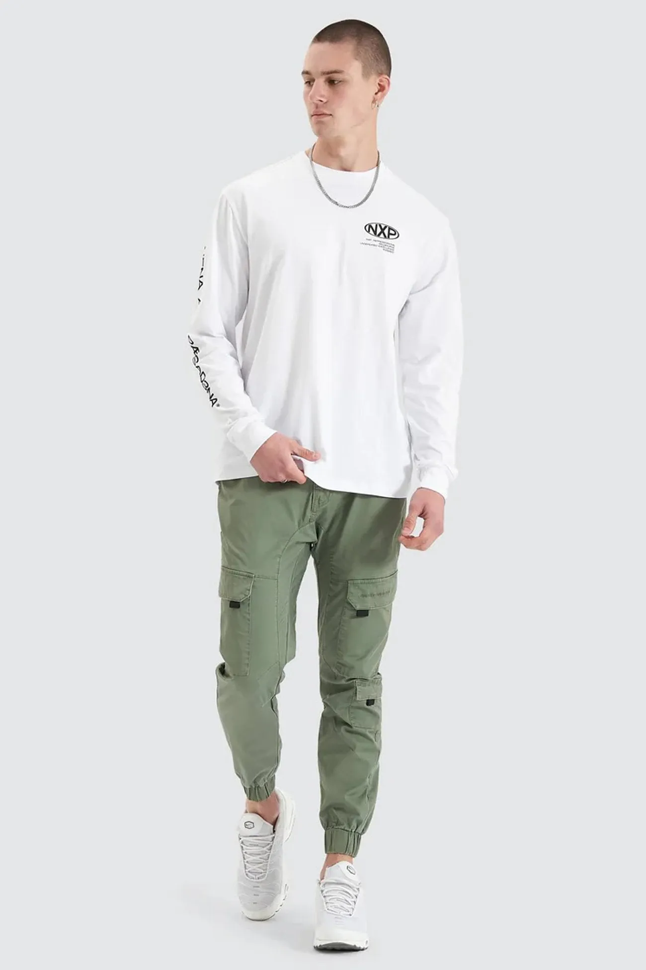 Tensile Long Sleeve Tee Optical White Flatland area