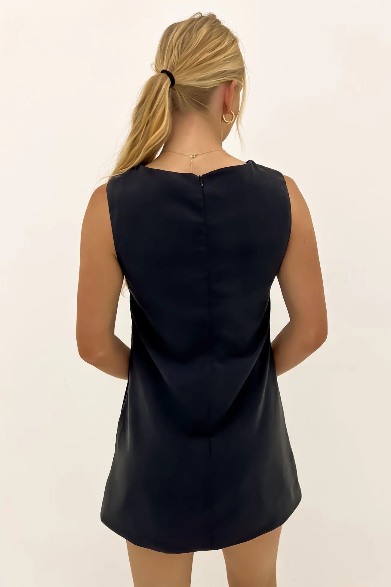 Gathered Skirt Texture Softness Sian Mini Dress Black