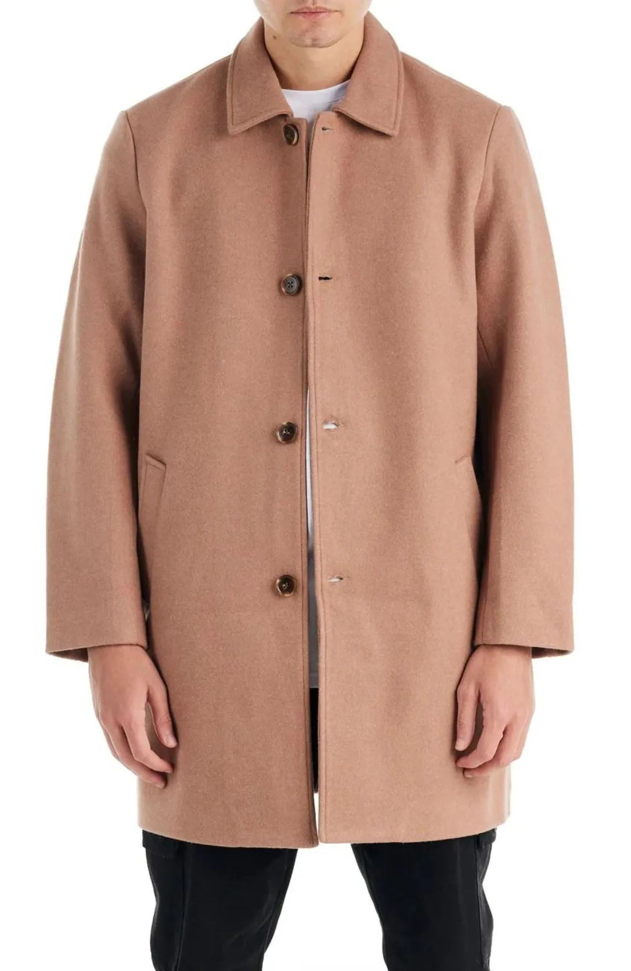 Double Layered Fabric Butler Coat Taupe