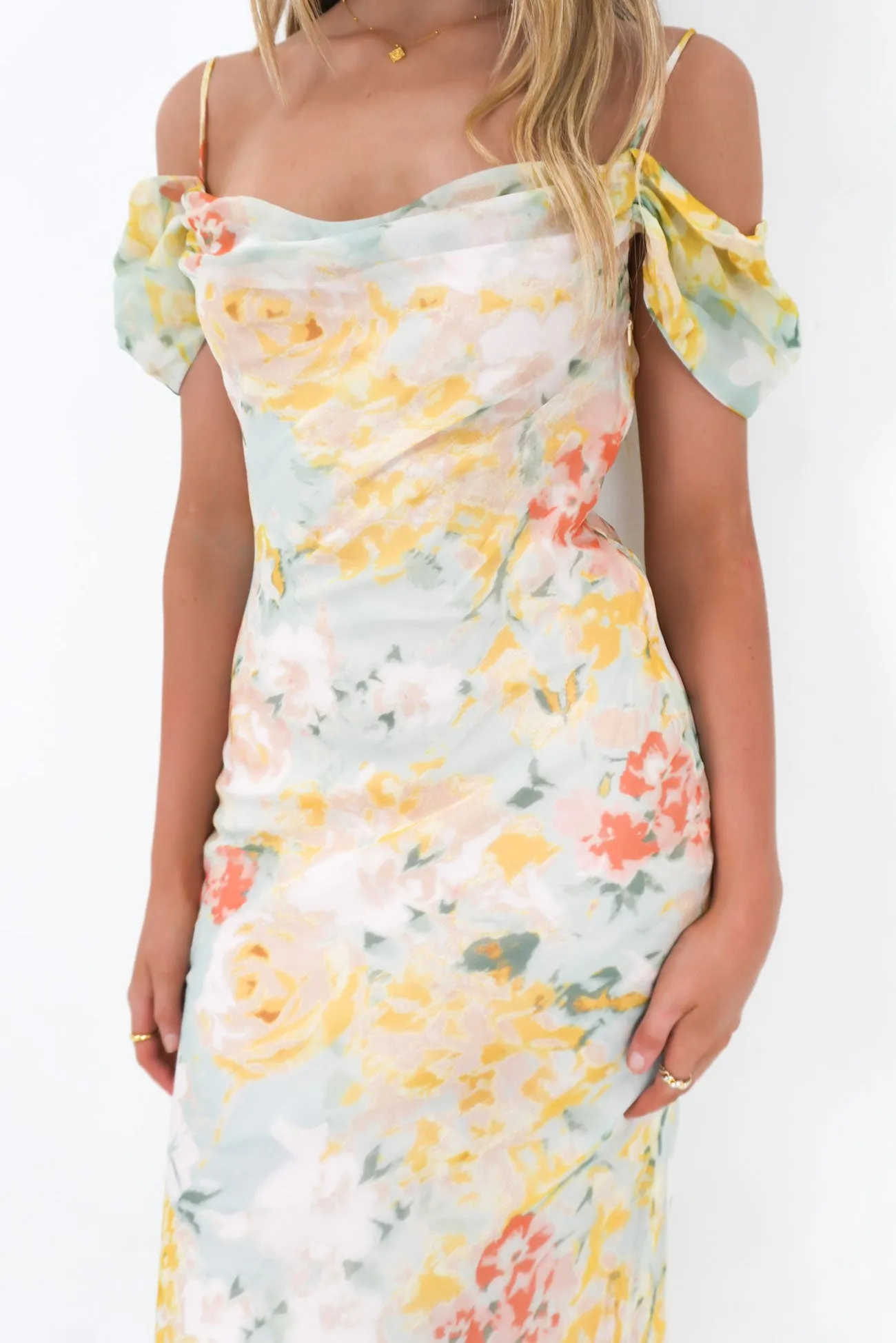 Boho Tone Evening Glow Nydia Midi Dress Misty