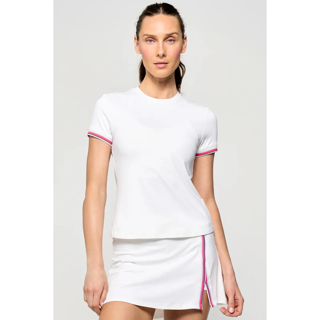 Buttoned Pockets Lija Women's The One To Beat Division Top - White/Multi Pleated design