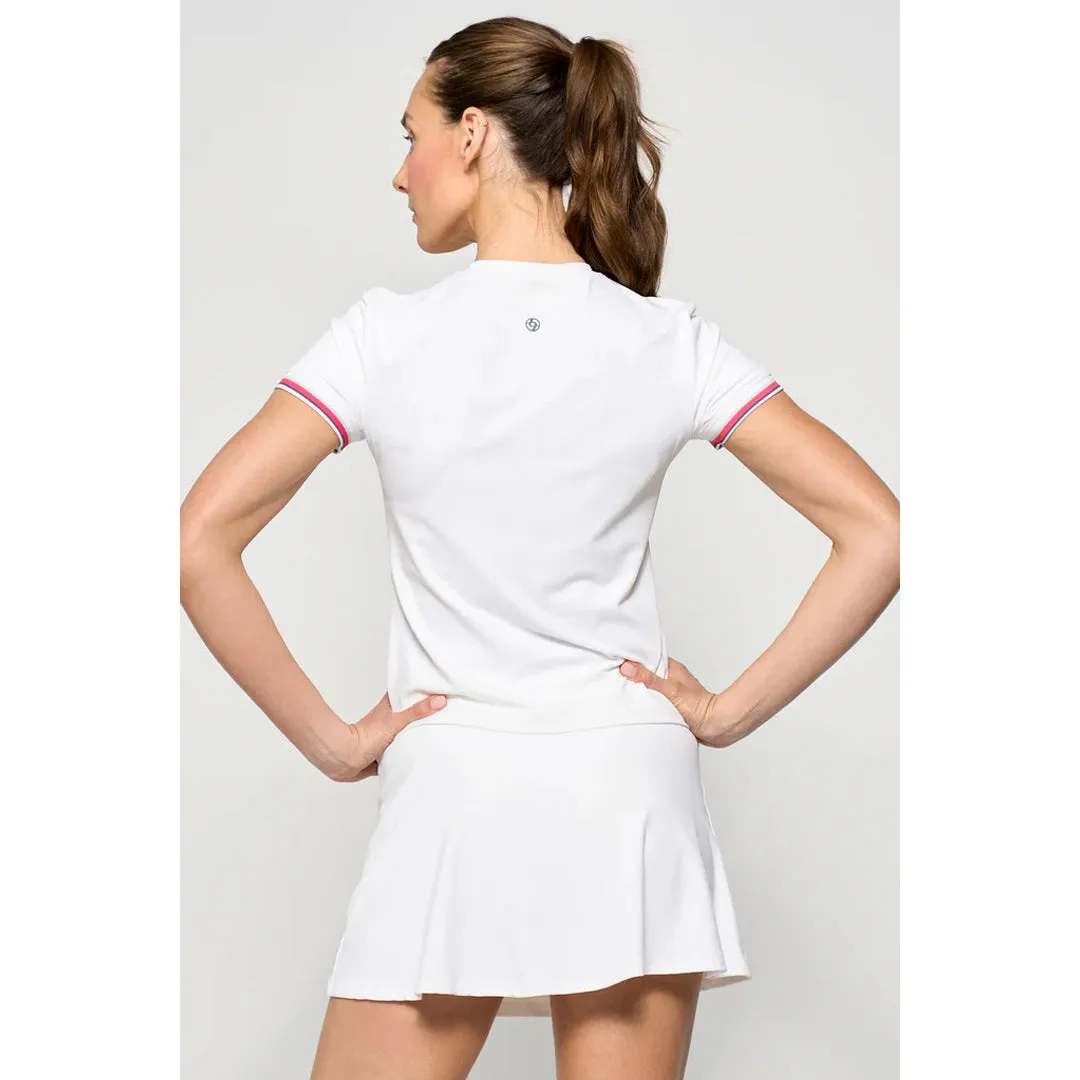 Versatile Design Buttoned Pockets Lija Women's The One To Beat Division Top - White/Multi