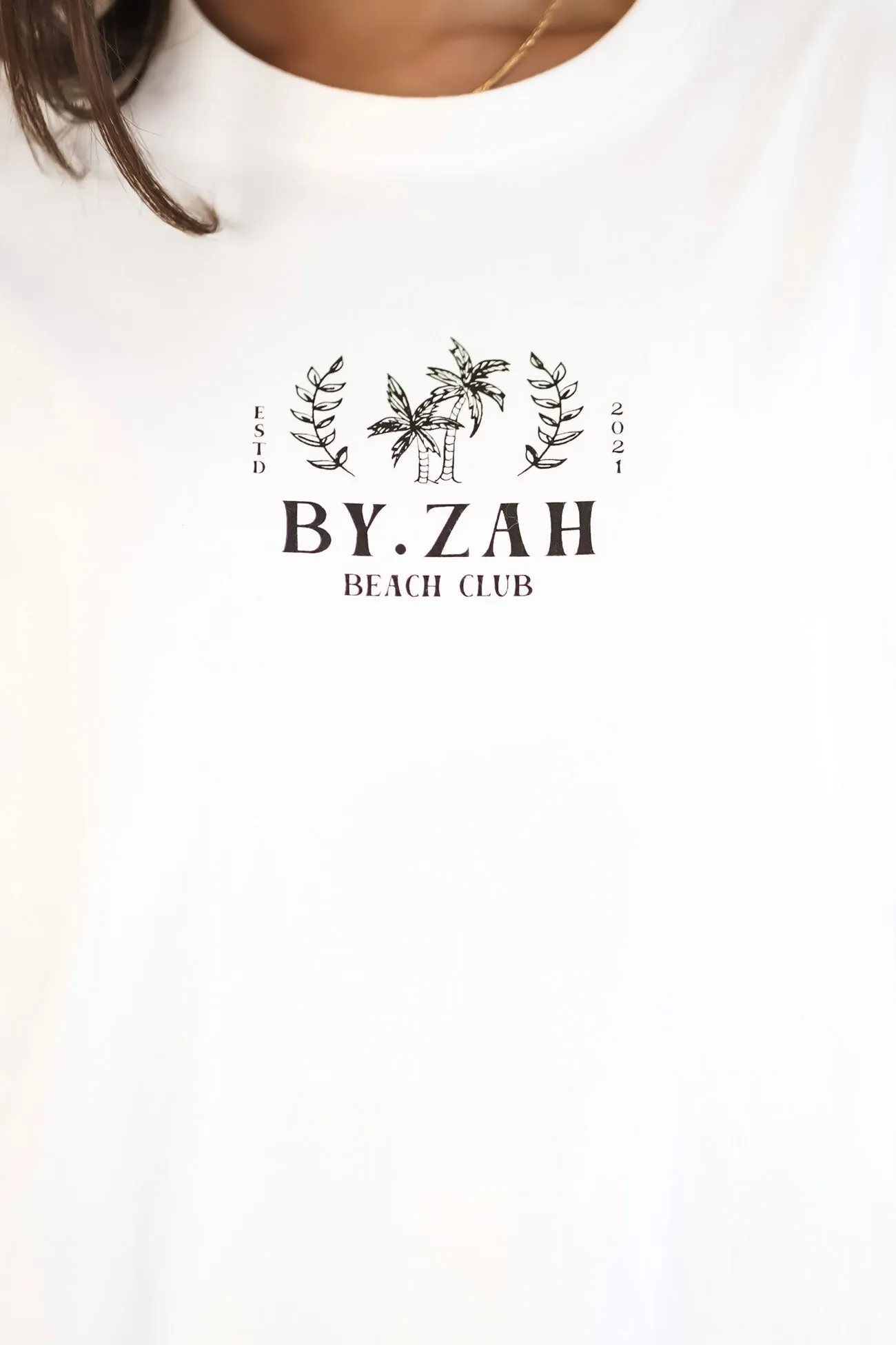 BZ Palm Tee Vintage White Athletic Wear Plus size confidence