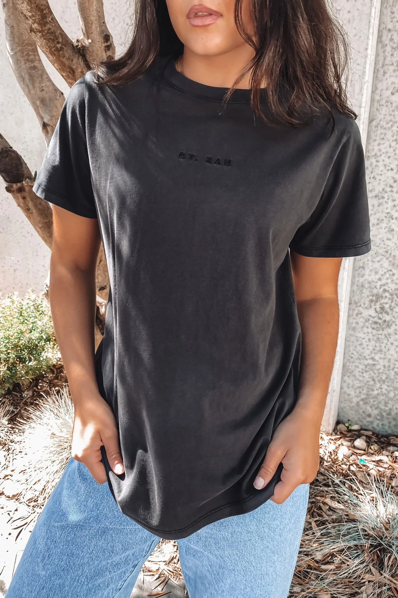 BZ Tonal Tee Washed Black SeamlessConstruction