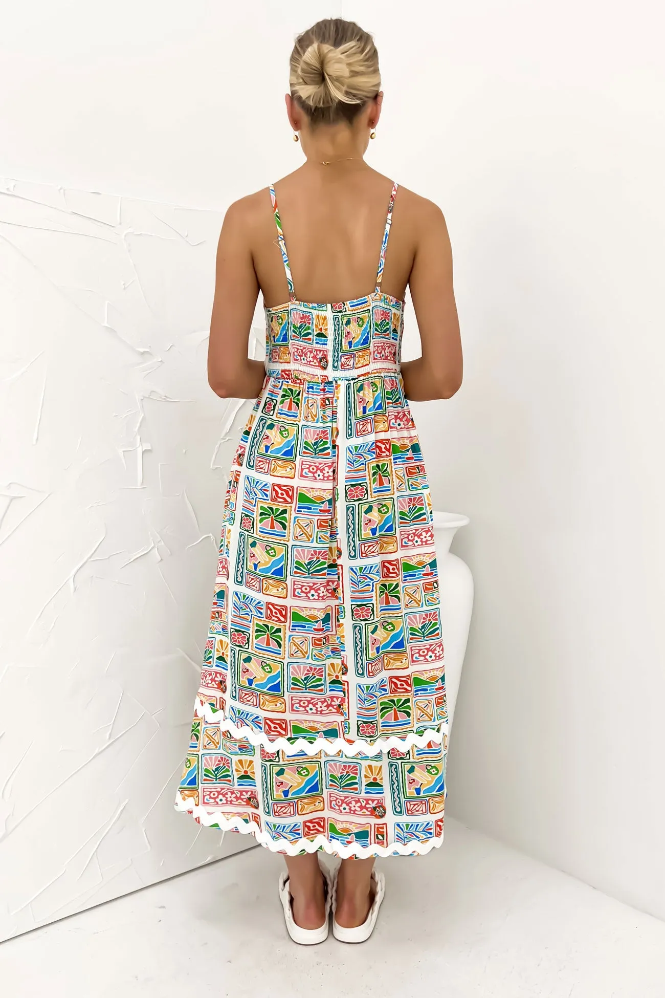Weekend Casual Minimal Comfort Caley Midi Dress Postcards