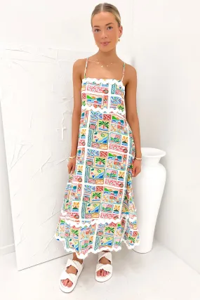 Happy Glow Caley Midi Dress Postcards
