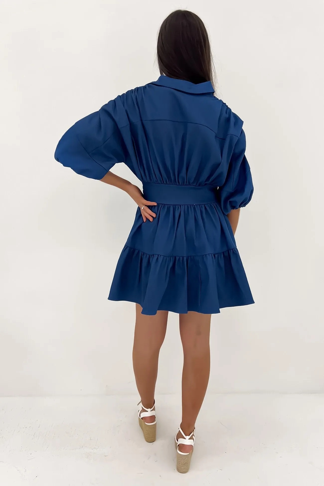 All-Season Wear Light Mood Cambri Denim Mini Dress Blue