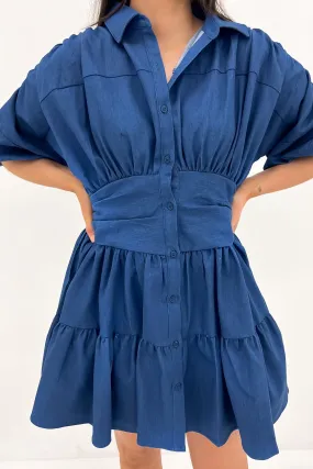 Cambri Denim Mini Dress Blue Essential Piece
