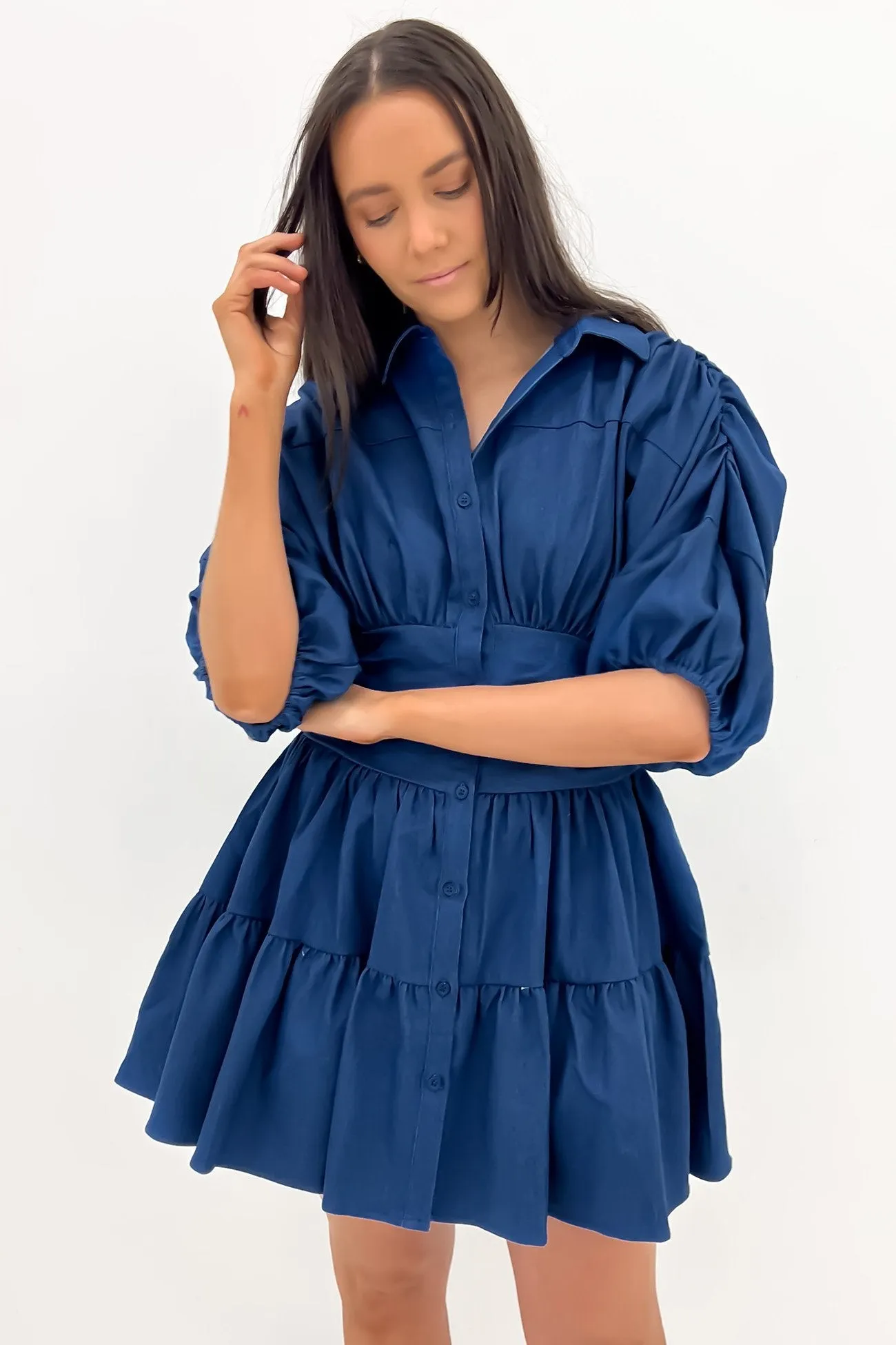 HypoallergenicFiber Cambri Denim Mini Dress Blue