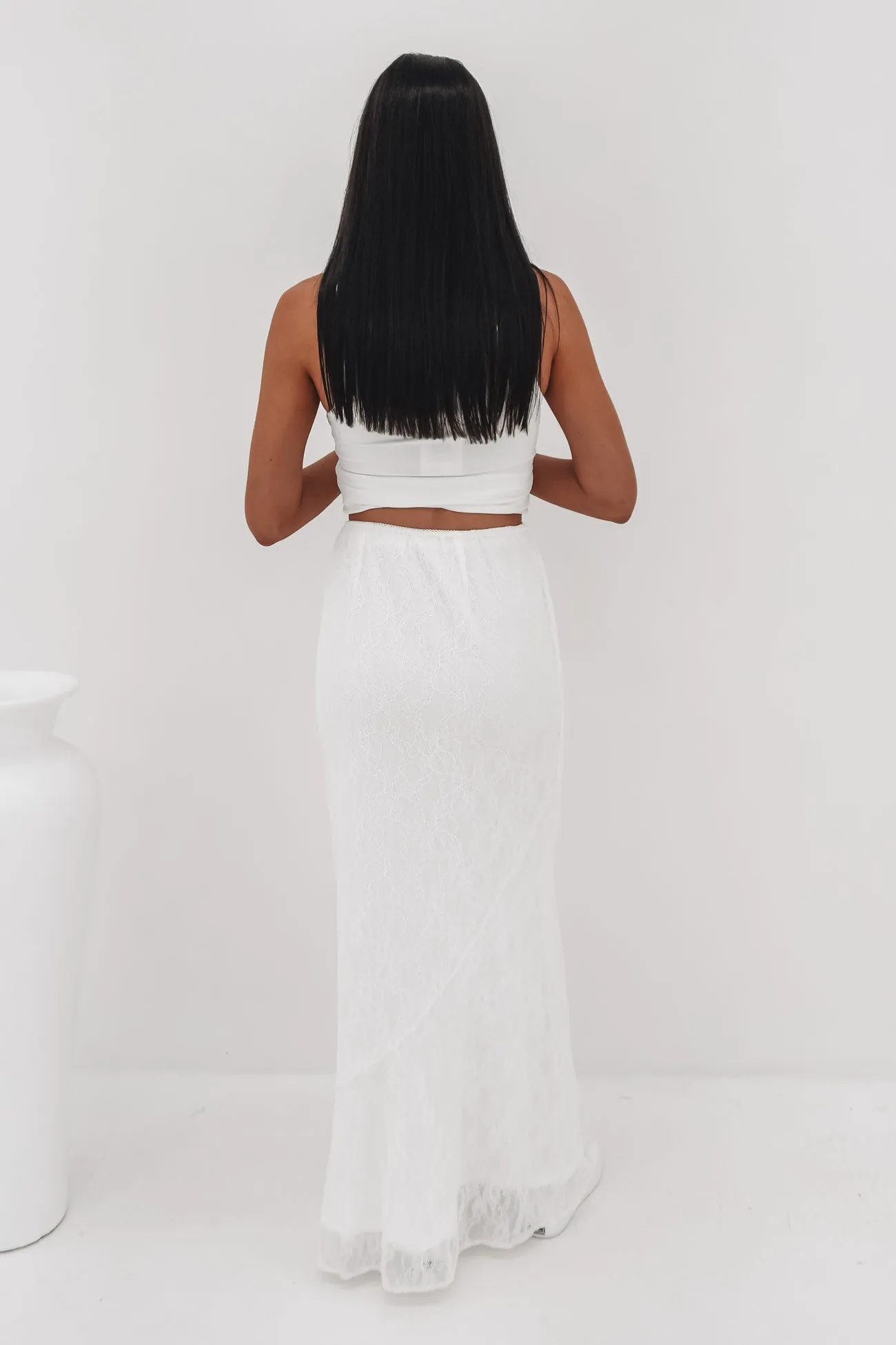 Camile Lace Maxi Skirt White Dance Practice