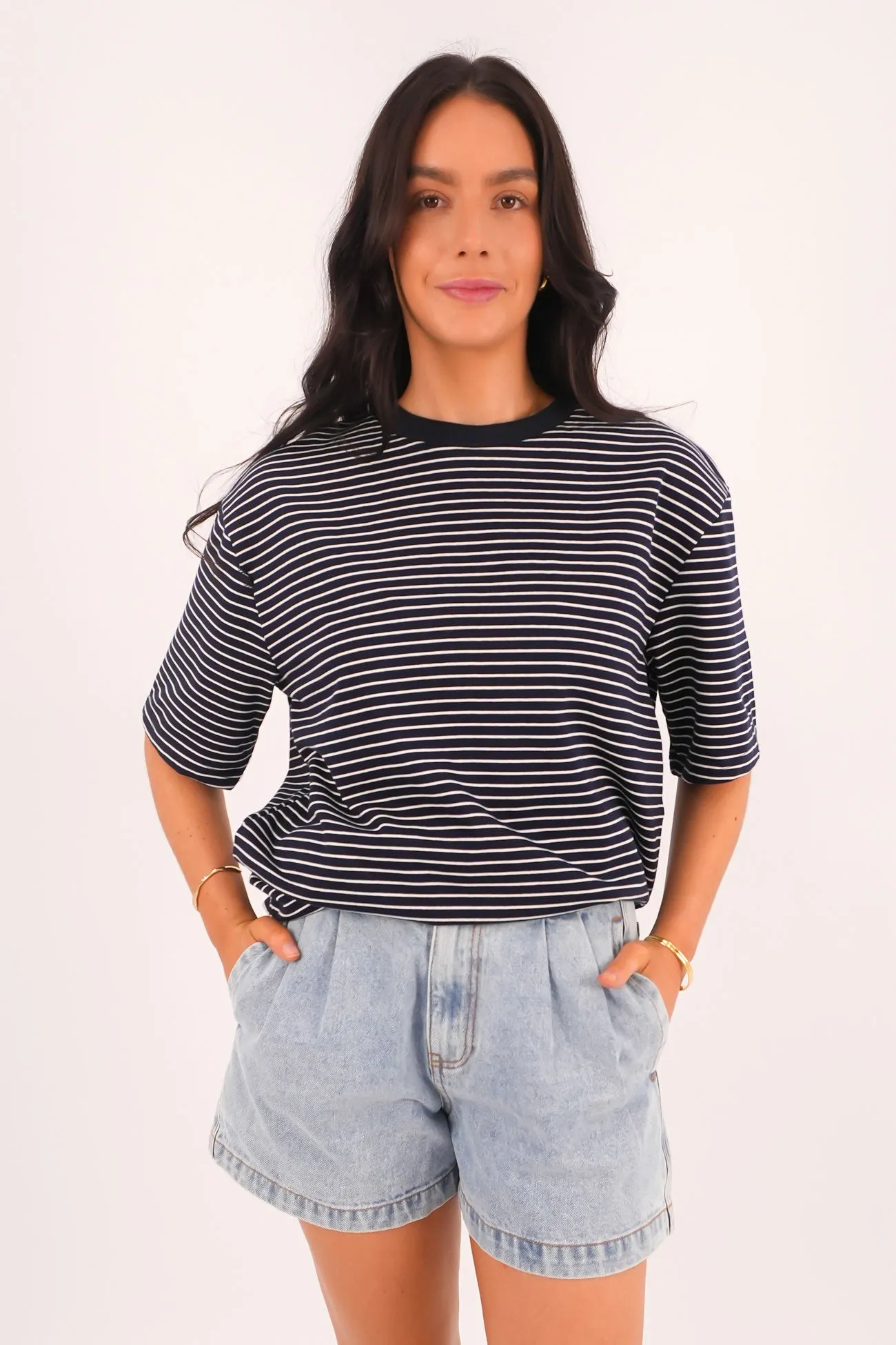 Minimal Comfort Wear Campbell Stripe Tee Navy