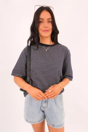 HighThreadCount Cycling endurance Campbell Stripe Tee Navy