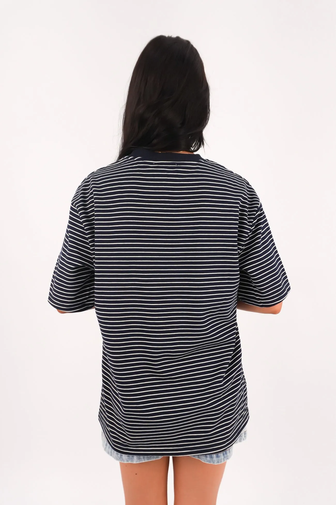 Campbell Stripe Tee Navy Comfortable apparel Sporty essentials
