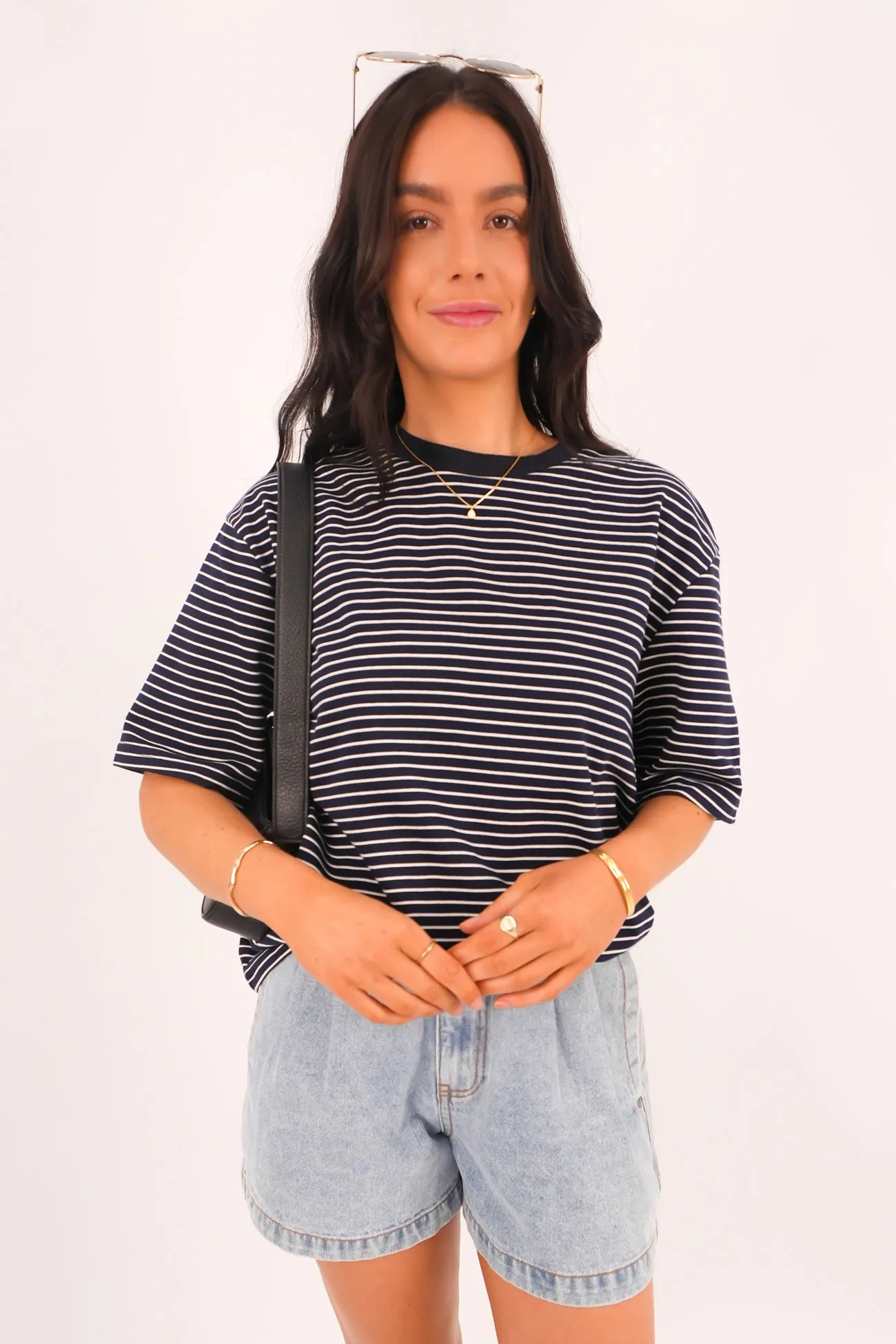 HighThreadCount Cycling endurance Campbell Stripe Tee Navy