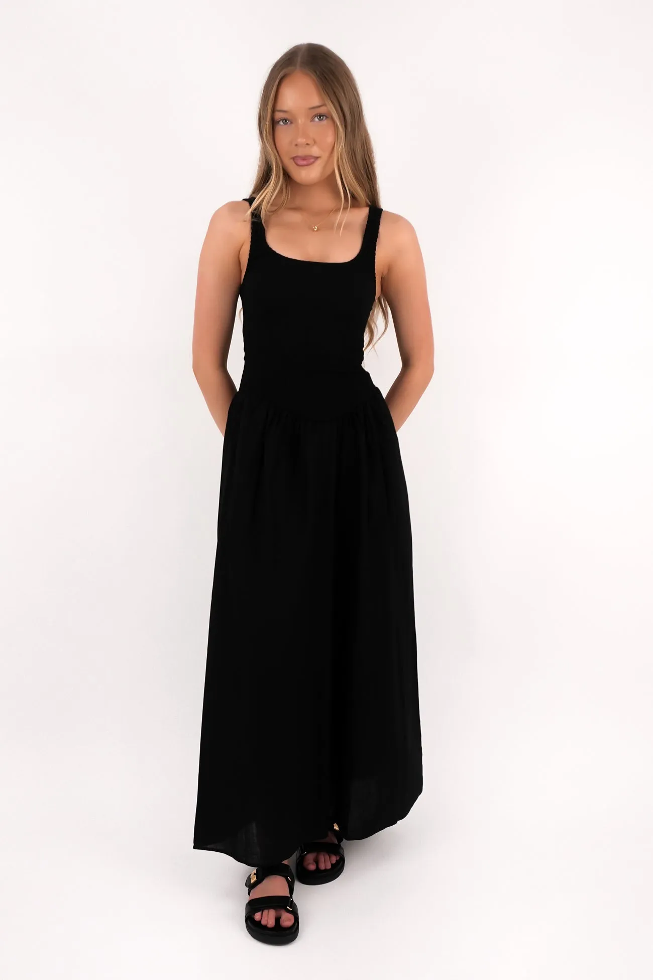 Essential Maxi Dress Black Smart Vibe Flexible Cut