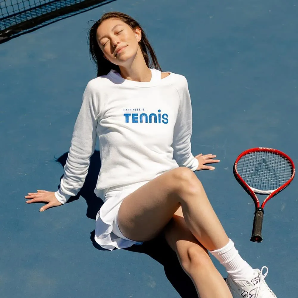 Cashmere Happiness is... Women's Tennis Sweatshirt - White/Blue Pullover