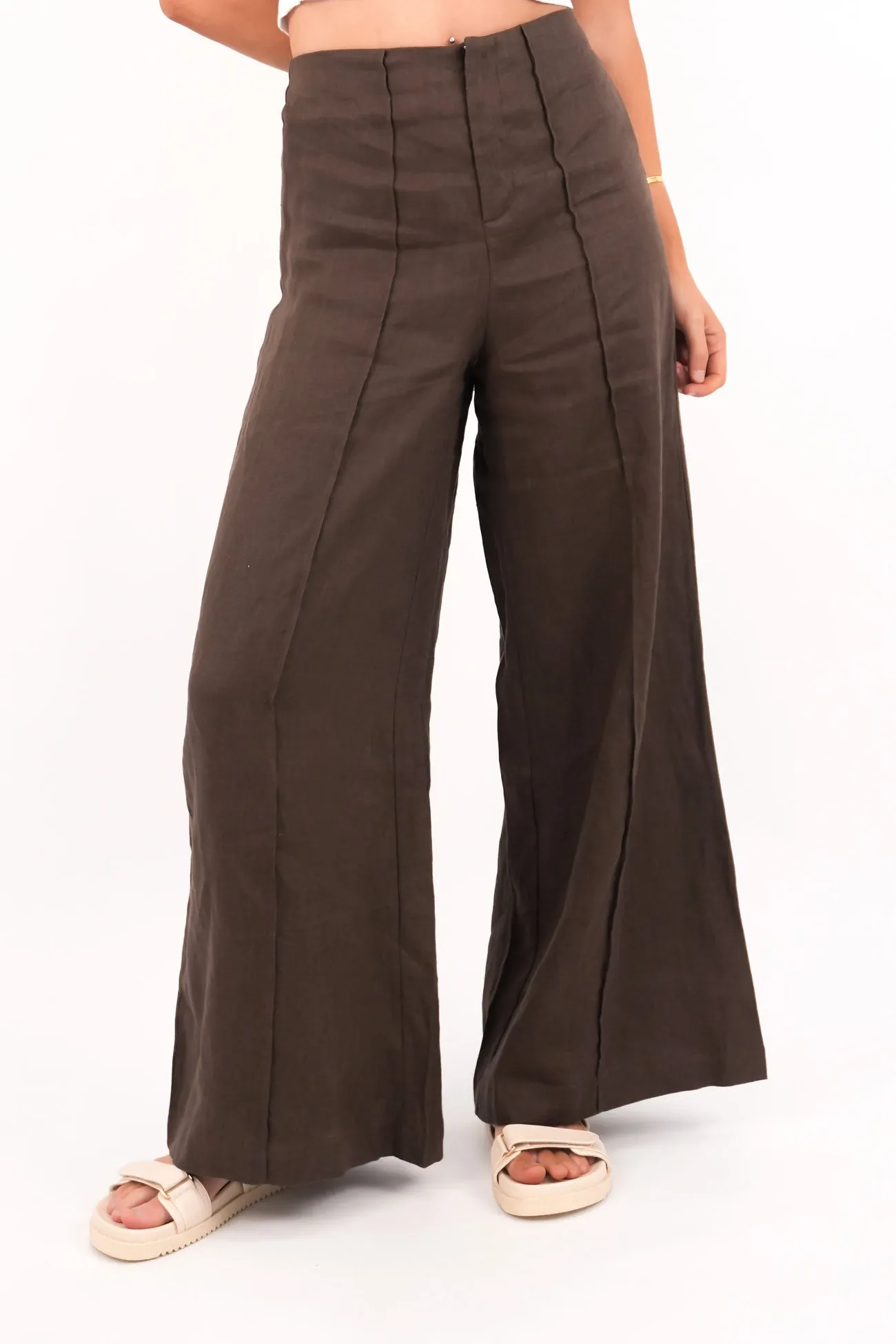 Cassia Pant Brown Anti Slip Waistband Quick Adjust Fit