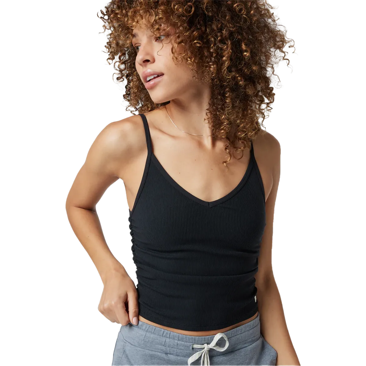 Flatlock stitching suitable for all genders Women's Rib Ruched Tank