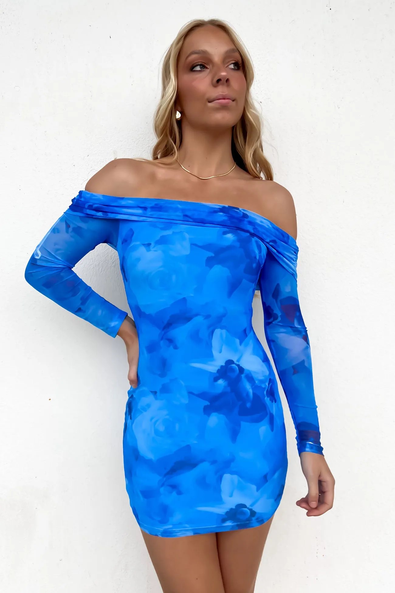 Casual Core Feminine Cut Larnie Mini Dress Blue