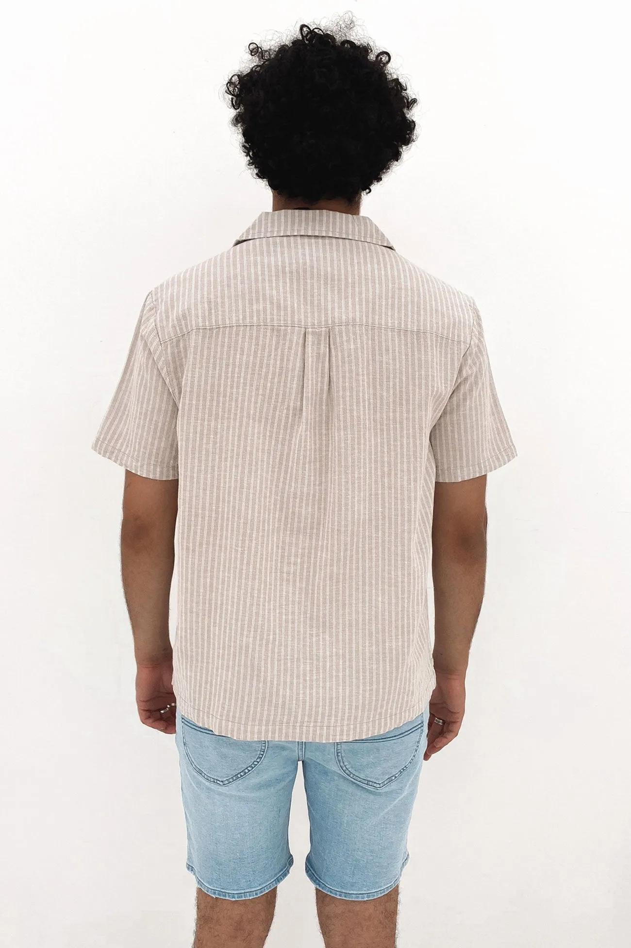 Earthy Palette Lee Holiday Shirt Sand Stripe