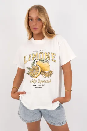 Limone Tee Vintage White Movie Night
