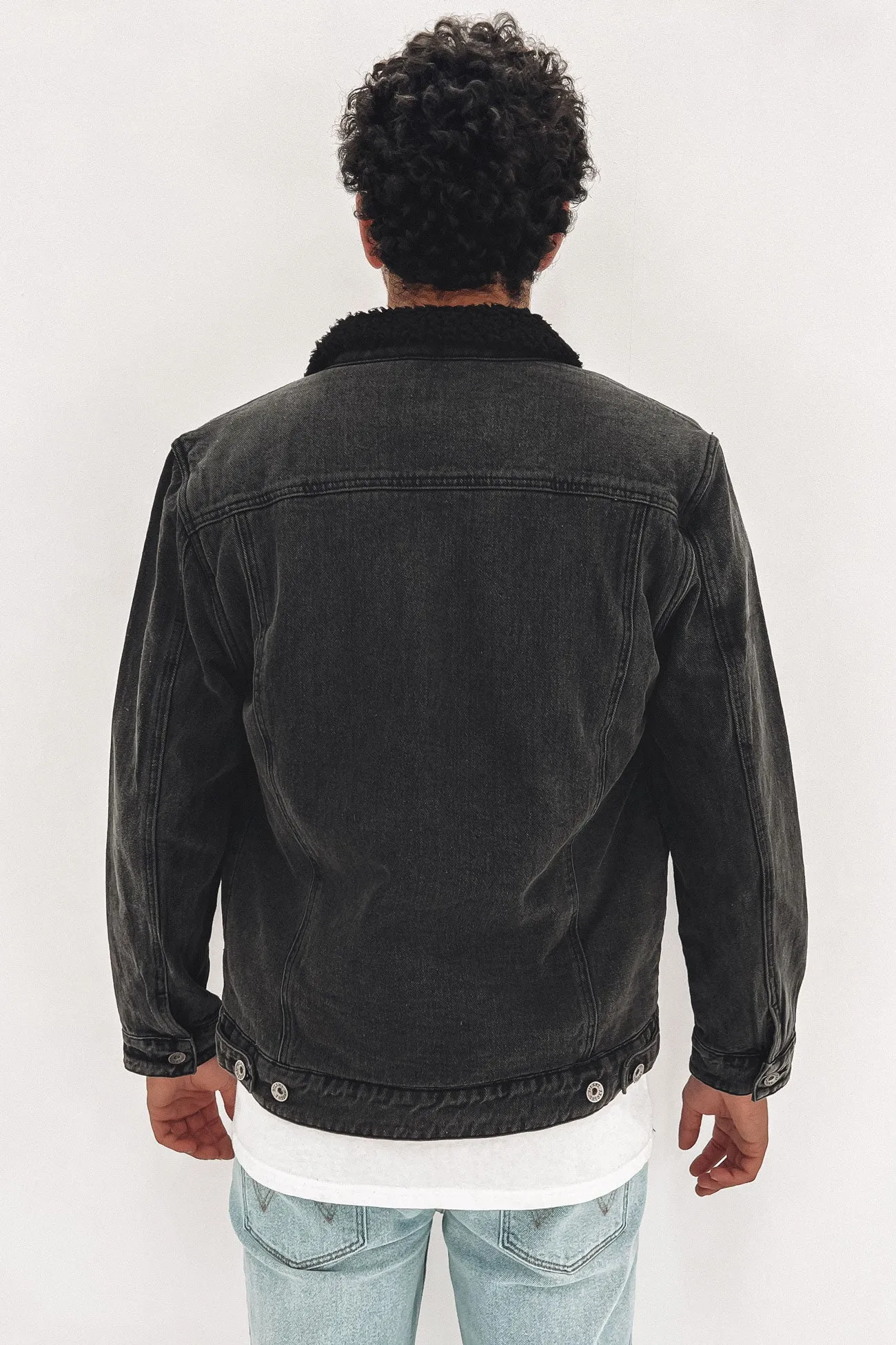 Flex Fit Design Jefe Sherpa Jacket Washed Black