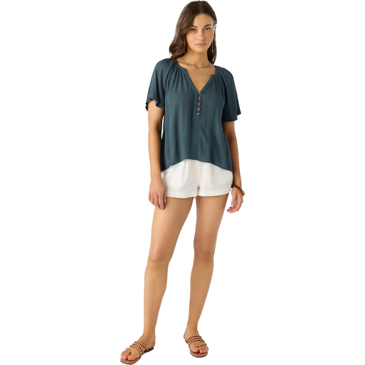 Women's Aylee Top NonRestrictiveCollar Yarn Dyed Fabric