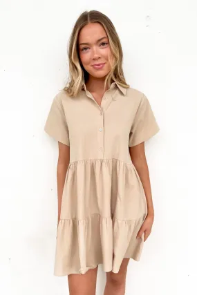 Weekend Fresh Simple Shape Koda Mini Dress Tan